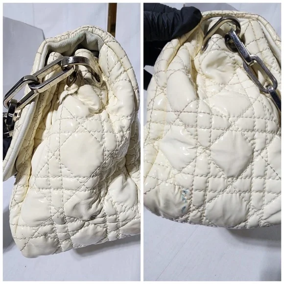 Authentic CHRISTIAN DIOR Lambskin Patent Cannage New Lock Flap Shoulder Bag - Picture 7 of 16